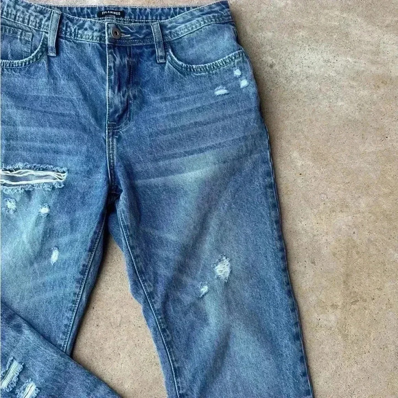 Women’s Flamingo Ankle Cropped Destressed High Waist Deniem Jeans Medium/28 - Picture 6 of 16